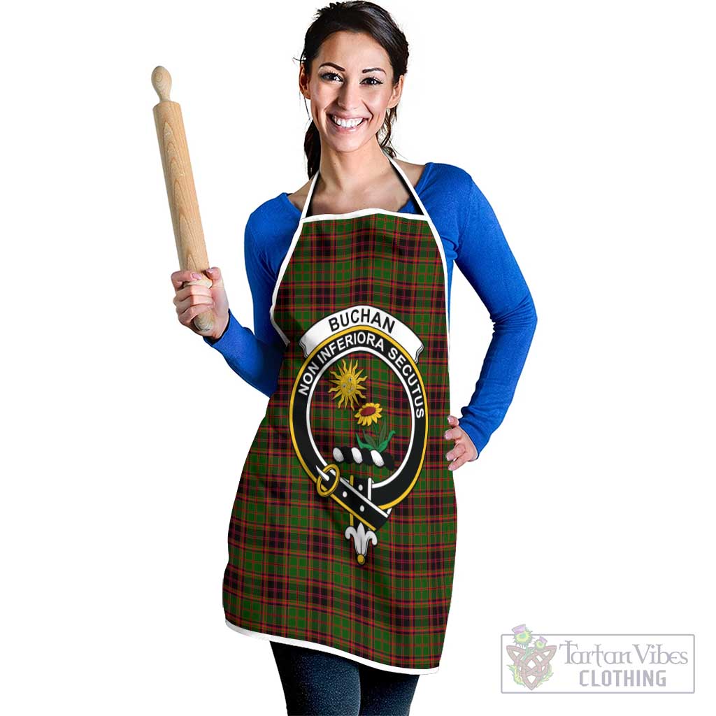 Buchan Tartan Apron with Family Crest White - Tartan Vibes Clothing