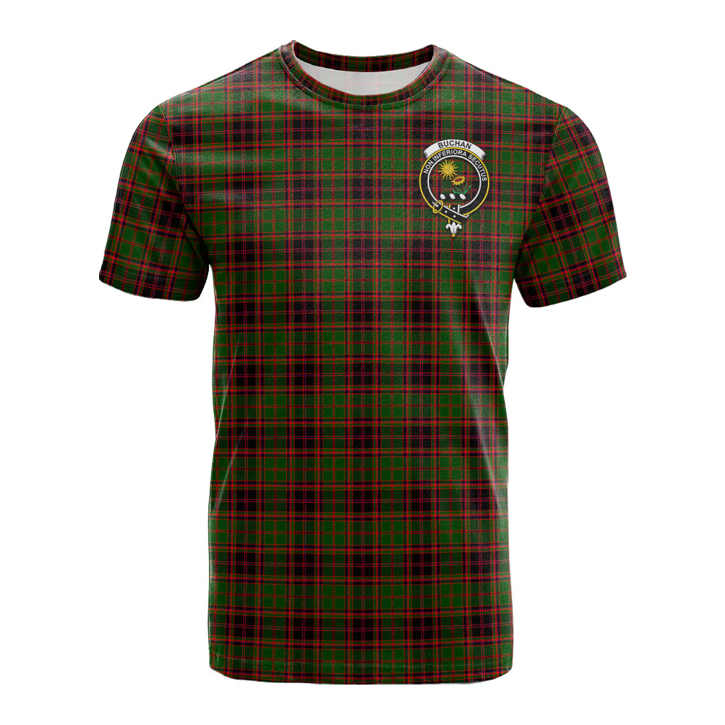 Buchan Tartan T-Shirt with Family Crest - Tartan Vibes Clothing