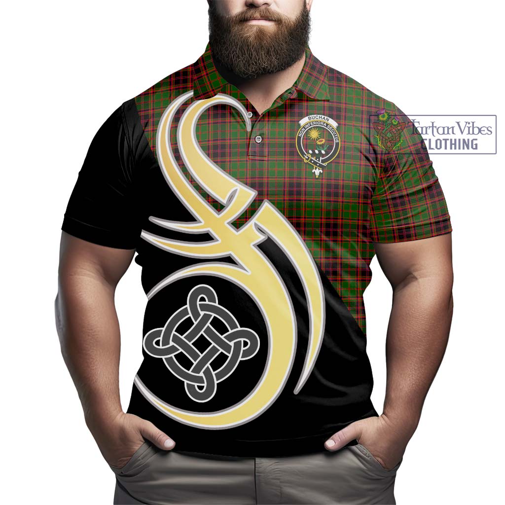 Buchan Tartan Polo Shirt with Family Crest and Celtic Symbol Style - Tartan Vibes Clothing