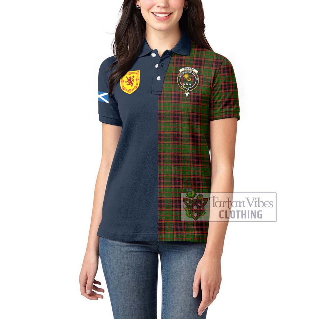 Tartan Vibes Clothing Buchan Modern Tartan Women's Polo Shirt with Scottish Lion Royal Arm Half Style