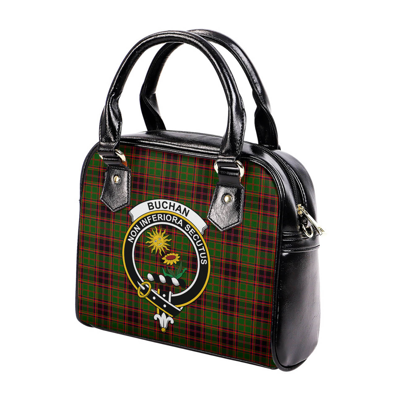 Buchan Modern Tartan Shoulder Handbags with Family Crest - Tartanvibesclothing