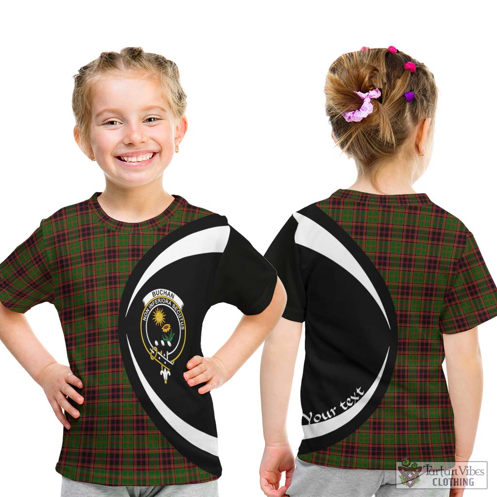 Buchan Tartan Kid T-Shirt with Family Crest Circle Style - Tartan Vibes Clothing