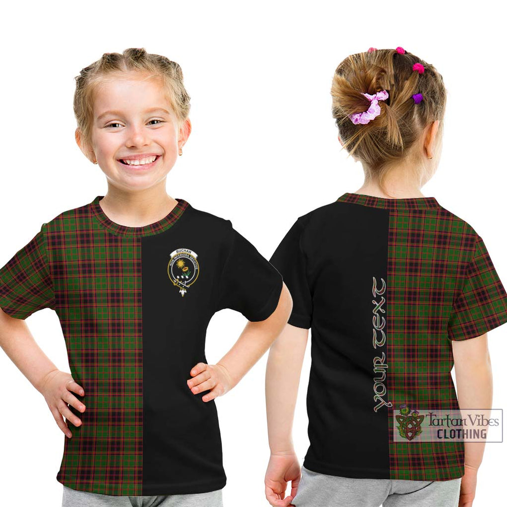 Buchan Tartan Kid T-Shirt with Family Crest and Half Of Me Style - Tartanvibesclothing Shop