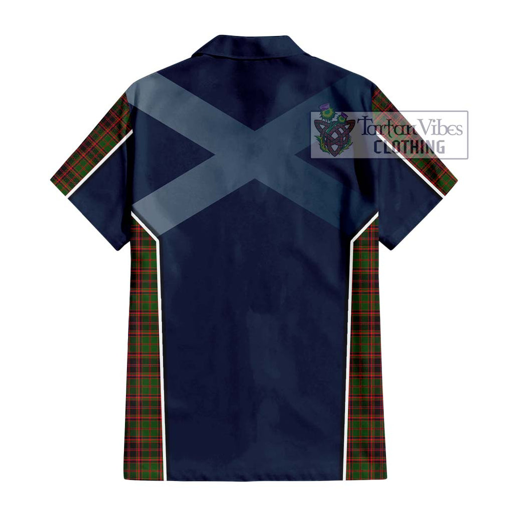 Buchan Tartan Short Sleeve Button Shirt with Family Crest and Lion Rampant Vibes Sport Style - Tartan Vibes Clothing