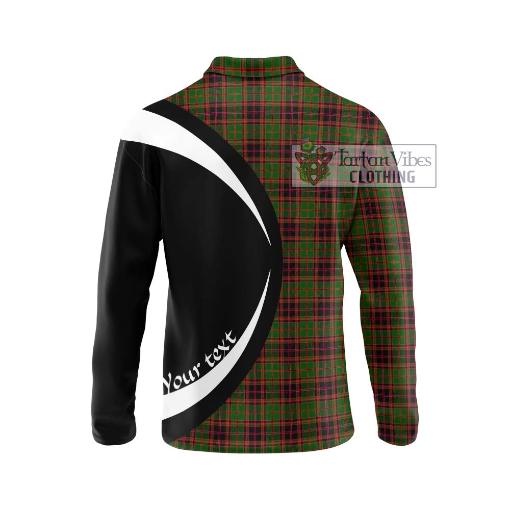 Buchan Tartan Long Sleeve Polo Shirt with Family Crest Circle Style - Tartan Vibes Clothing