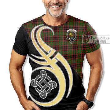 Buchan Tartan T-Shirt with Family Crest and Celtic Symbol Style