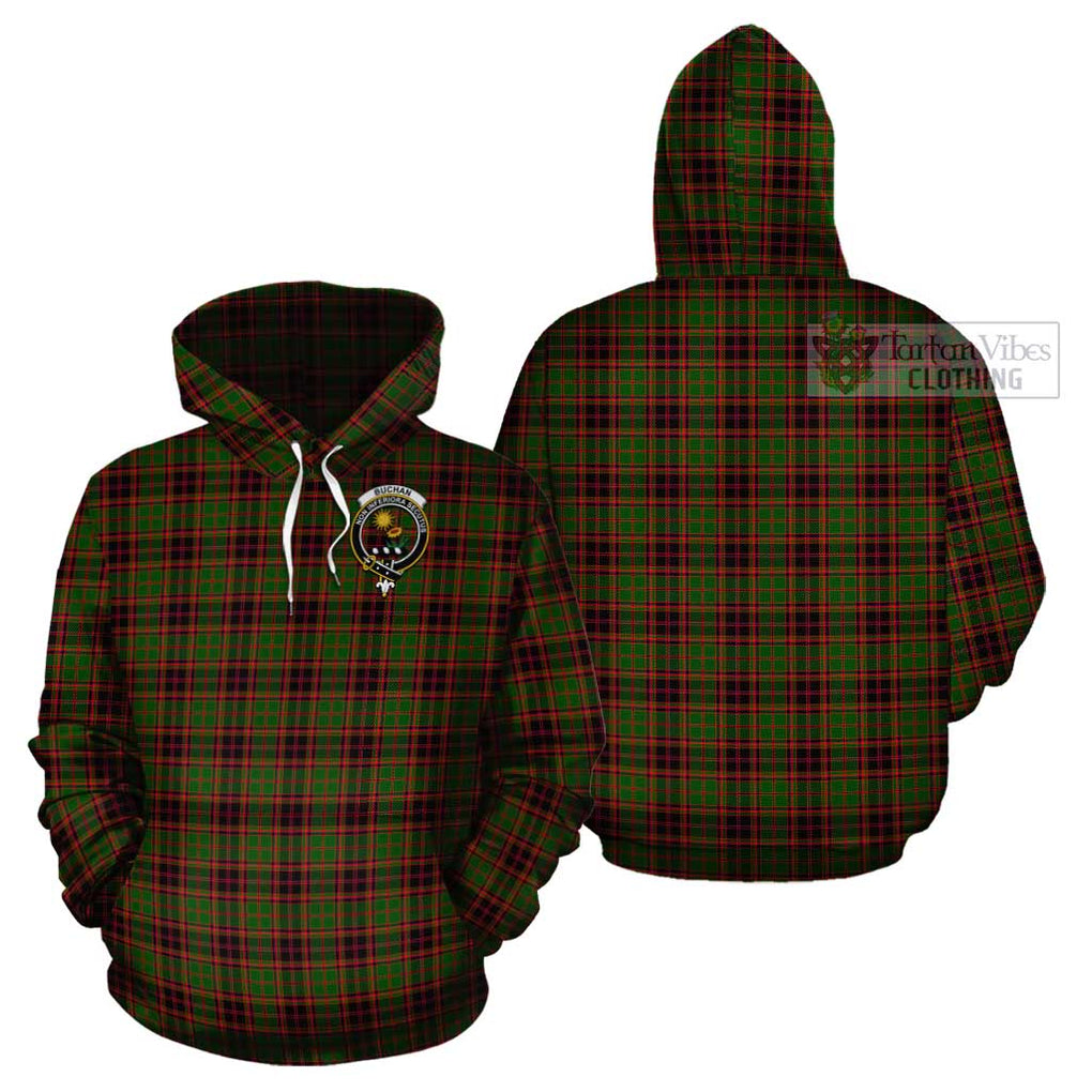 Buchan Tartan Cotton Hoodie with Family Crest Pullover Hoodie - Tartan Vibes Clothing