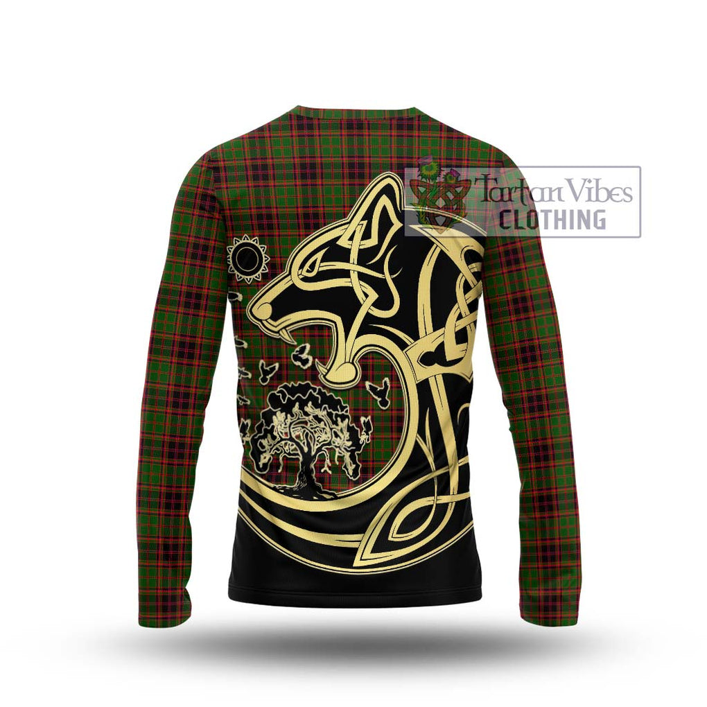 Buchan Tartan Long Sleeve T-Shirt with Family Crest Celtic Wolf Style - Tartan Vibes Clothing