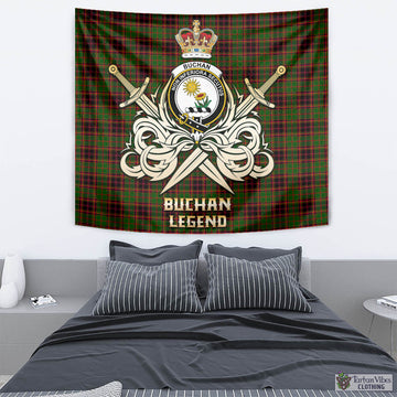 Buchan Tartan Tapestry with Clan Crest and the Golden Sword of Courageous Legacy