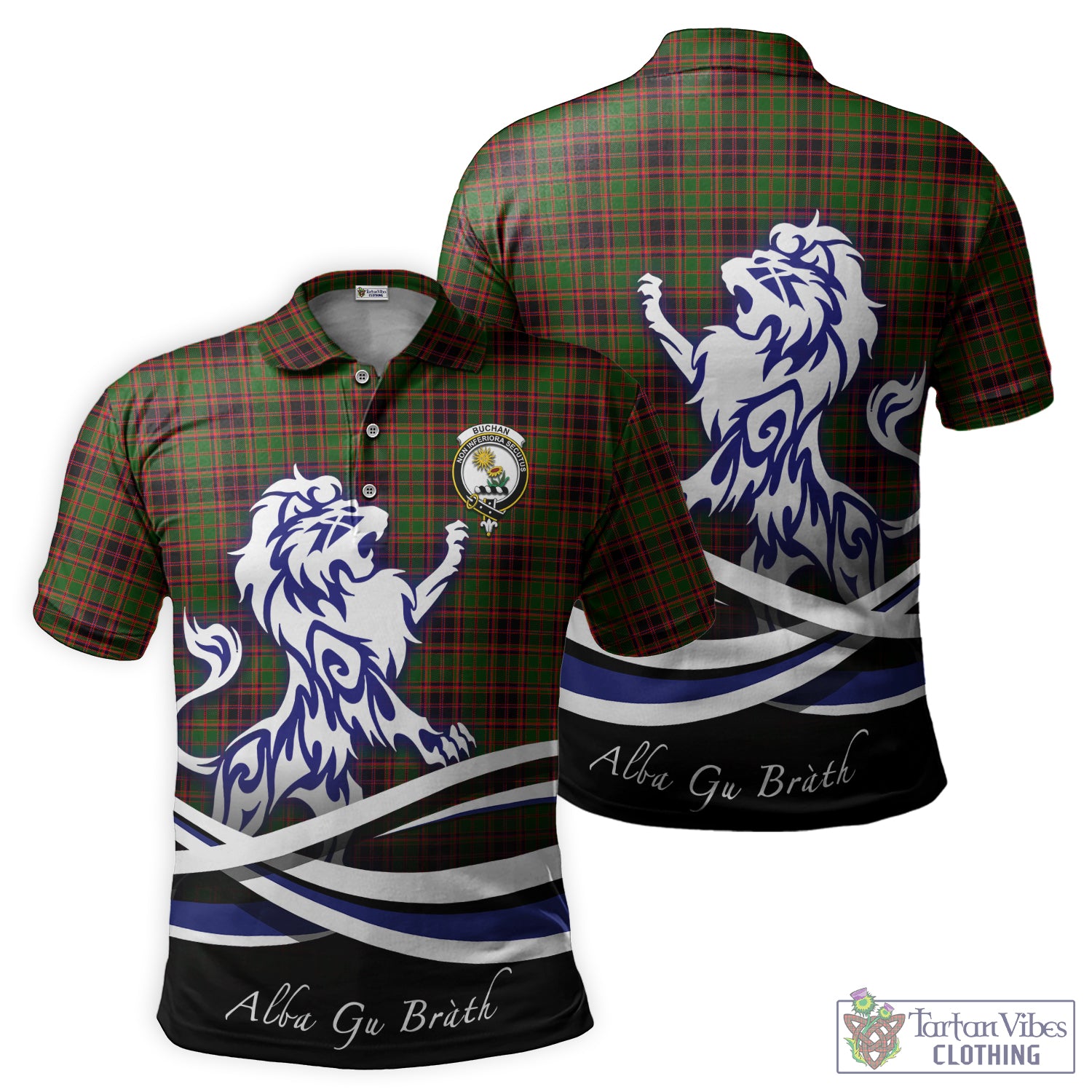 buchan-modern-tartan-polo-shirt-with-alba-gu-brath-regal-lion-emblem