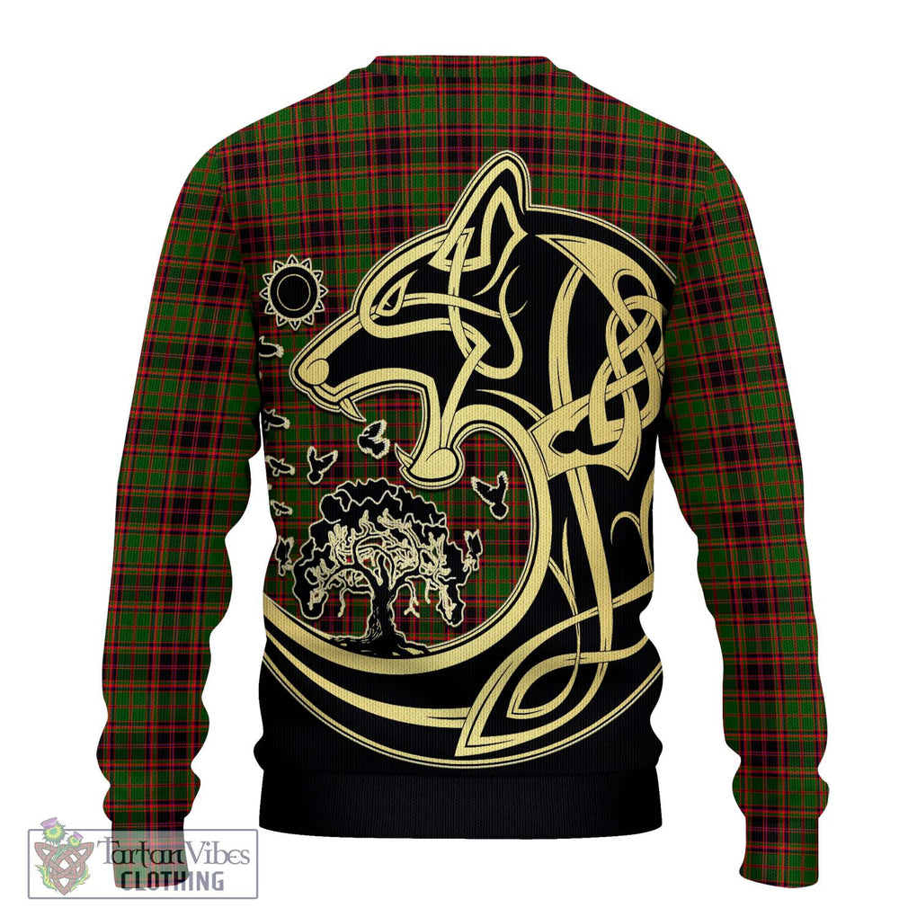 Buchan Tartan Knitted Sweater with Family Crest Celtic Wolf Style - Tartan Vibes Clothing