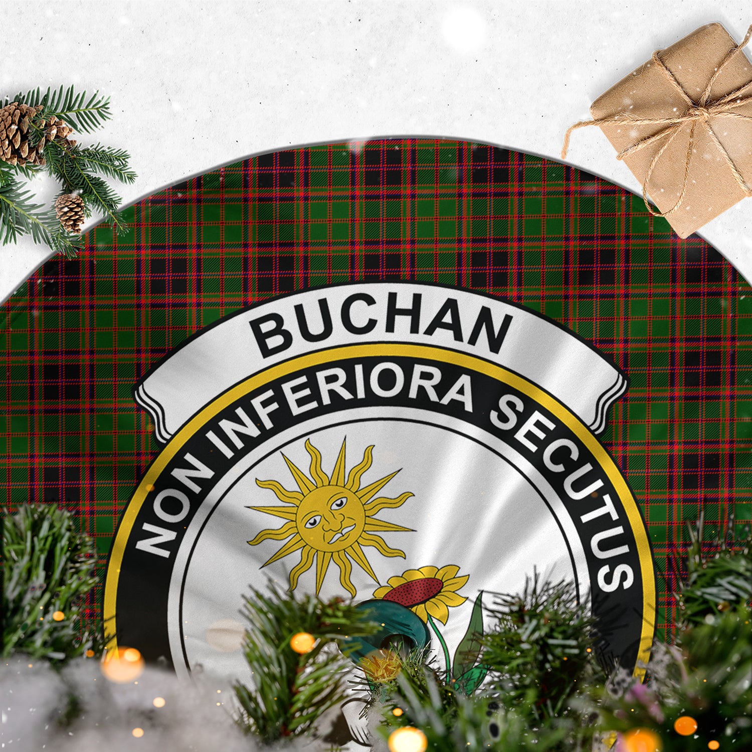 Buchan Modern Tartan Christmas Tree Skirt with Family Crest - Tartanvibesclothing