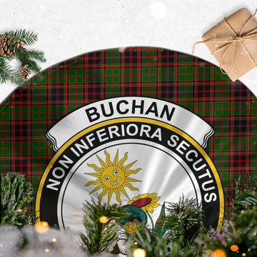 Buchan Tartan Christmas Tree Skirt with Family Crest