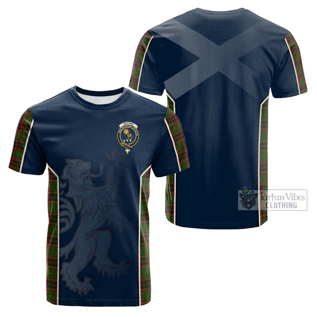 Tartan Vibes Clothing Buchan Modern Tartan Cotton T-shirt with Family Crest and Lion Rampant Vibes Sport Style