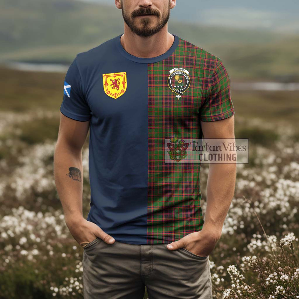 Tartan Vibes Clothing Buchan Modern Tartan T-Shirt Alba with Scottish Lion Royal Arm Half Style