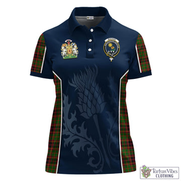 Buchan Tartan Women's Polo Shirt with Family Crest and Scottish Thistle Vibes Sport Style