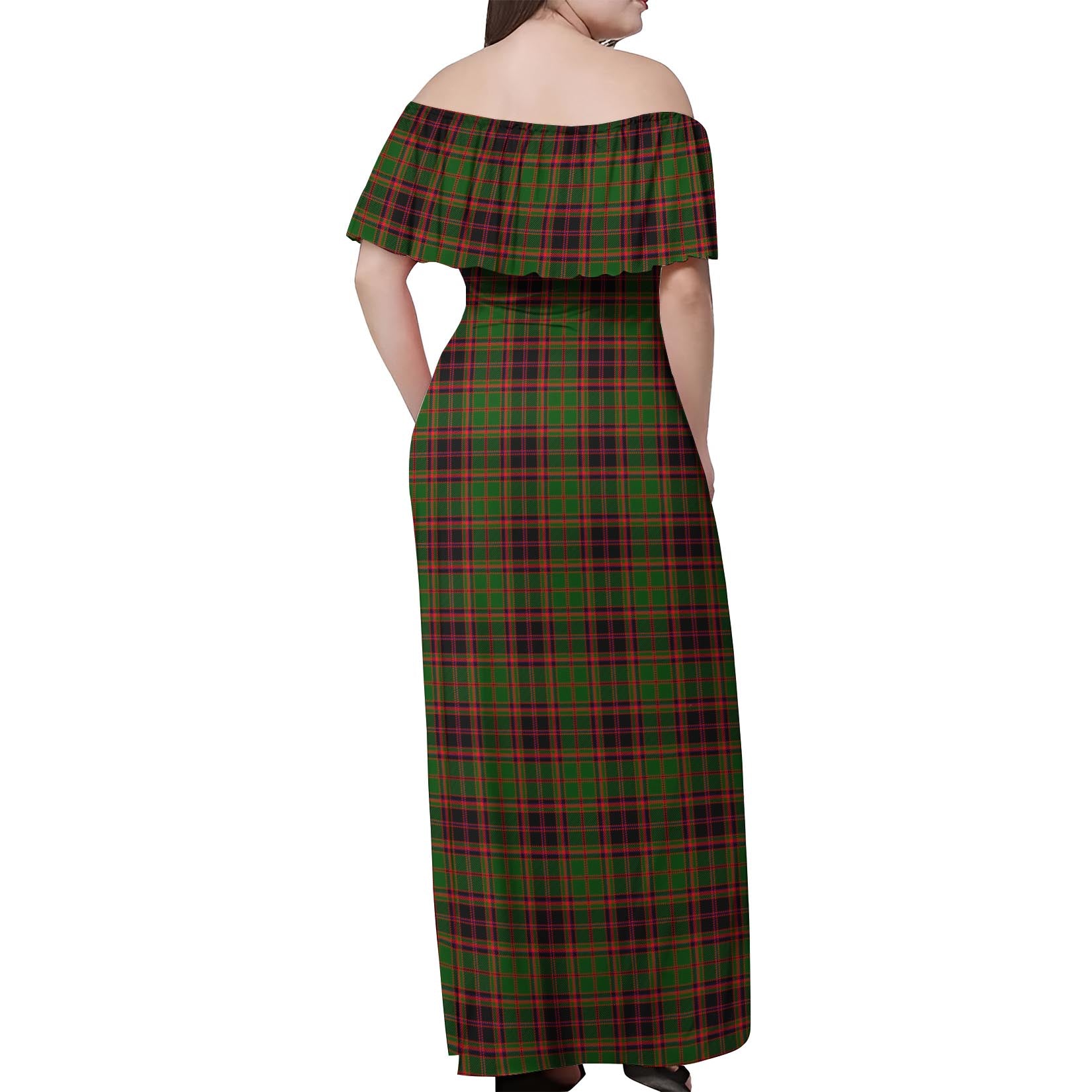 Buchan Modern Tartan Off Shoulder Long Dress - Tartanvibesclothing