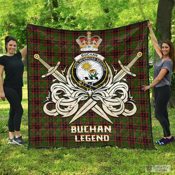 Buchan Tartan Quilt with Clan Crest and the Golden Sword of Courageous Legacy