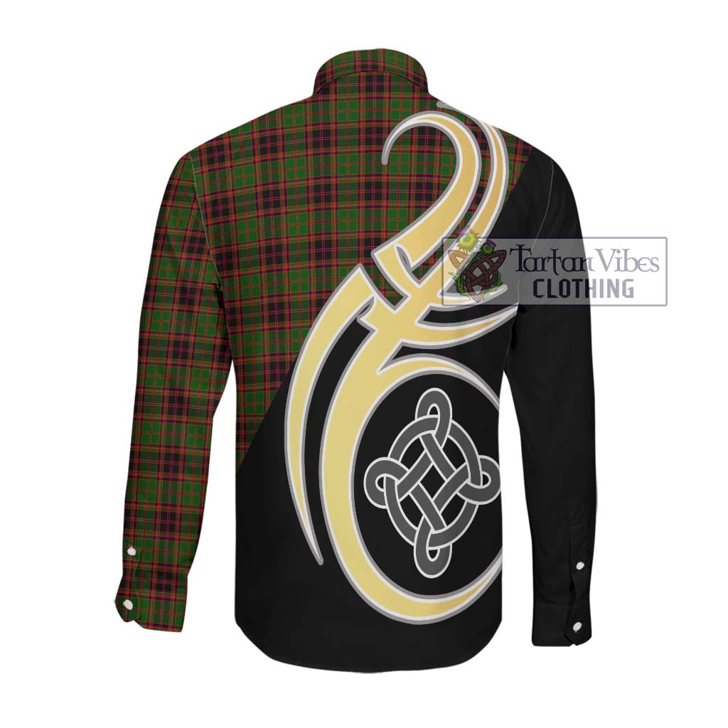 Buchan Tartan Long Sleeve Button Shirt with Family Crest and Celtic Symbol Style Men's Shirt - Tartan Vibes Clothing