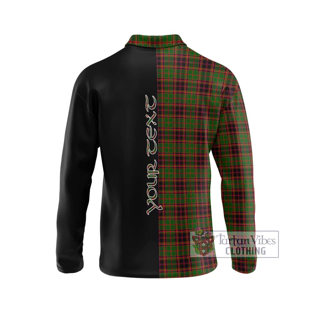 Buchan Tartan Long Sleeve Polo Shirt with Family Crest and Half Of Me Style - Tartanvibesclothing Shop