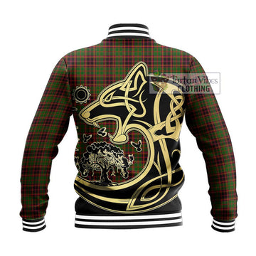 Buchan Tartan Baseball Jacket with Family Crest Celtic Wolf Style