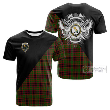 Buchan Tartan Cotton T-shirt with Family Crest and Military Logo Style