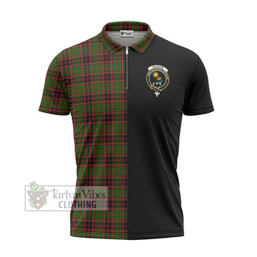 Buchan Tartan Zipper Polo Shirt with Family Crest and Half Of Me Style