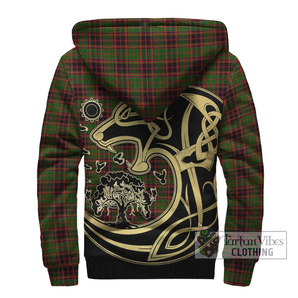 Buchan Tartan Sherpa Hoodie with Family Crest Celtic Wolf Style - Tartan Vibes Clothing