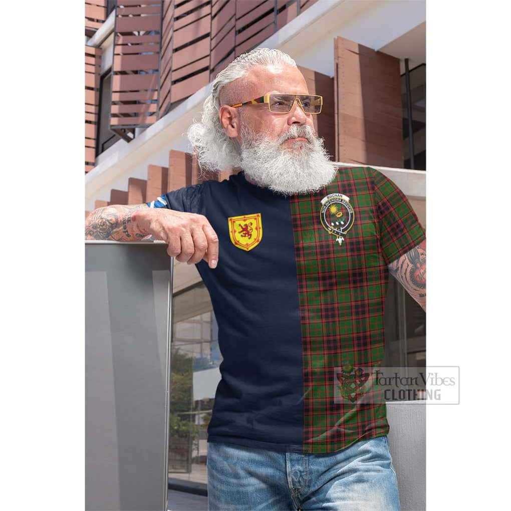 Tartan Vibes Clothing Buchan Modern Tartan Cotton T-shirt with Scottish Lion Royal Arm Half Style