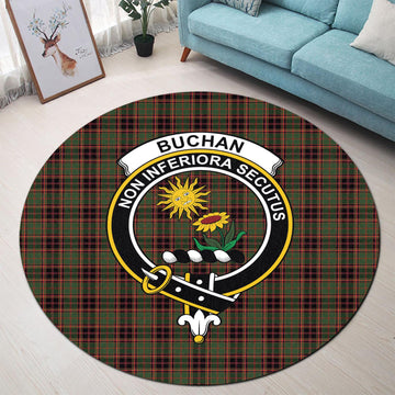 Buchan Tartan Round Rug with Family Crest