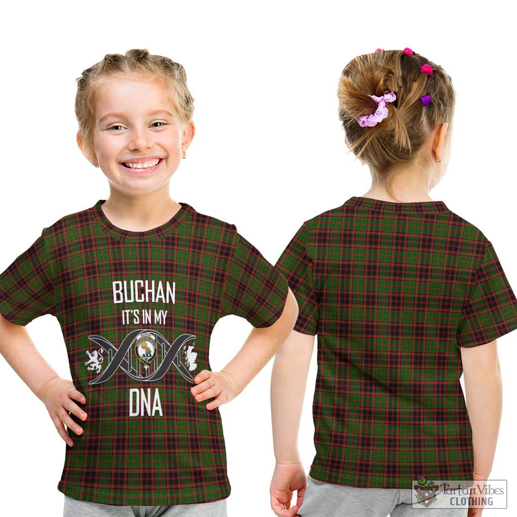 Buchan Tartan Kid T-Shirt with Family Crest DNA In Me Style - Tartanvibesclothing Shop