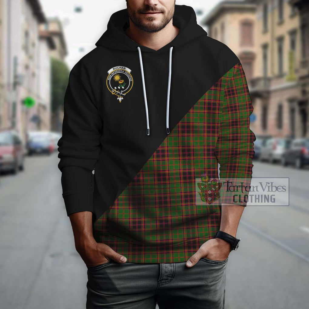 Buchan Tartan Hoodie with Family Crest and Military Logo Style - Tartanvibesclothing Shop