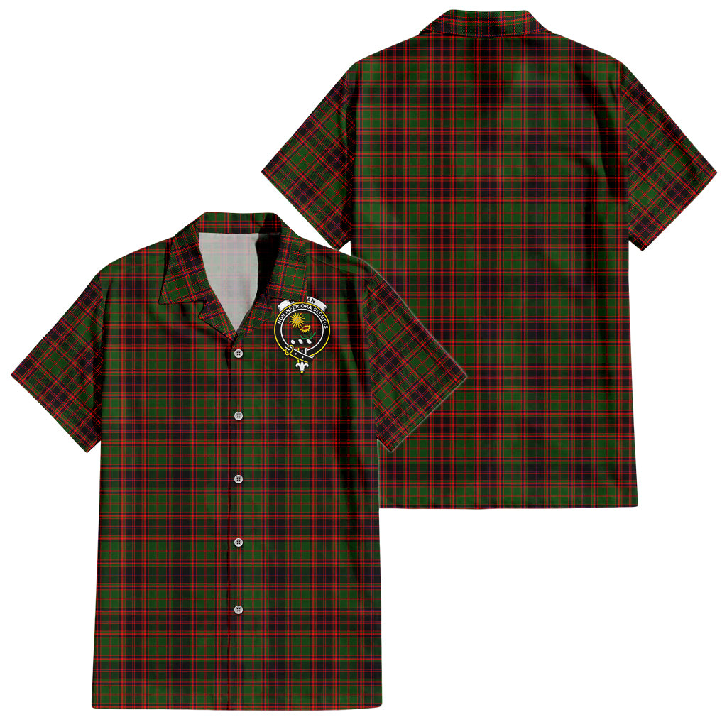 Buchan Modern Tartan Short Sleeve Button Down Shirt with Family Crest - Tartanvibesclothing