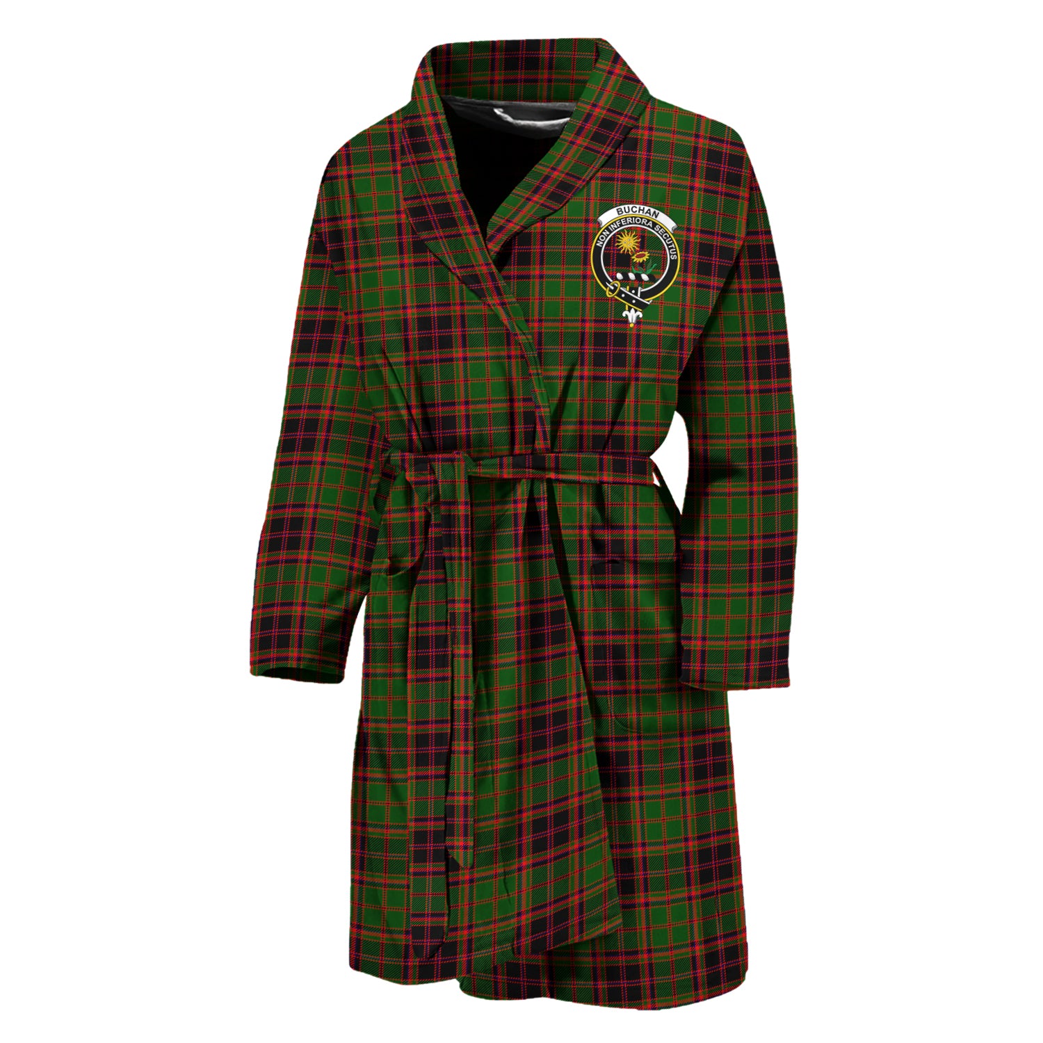 Buchan Tartan Bathrobe with Family Crest Unisex M - Tartan Vibes Clothing