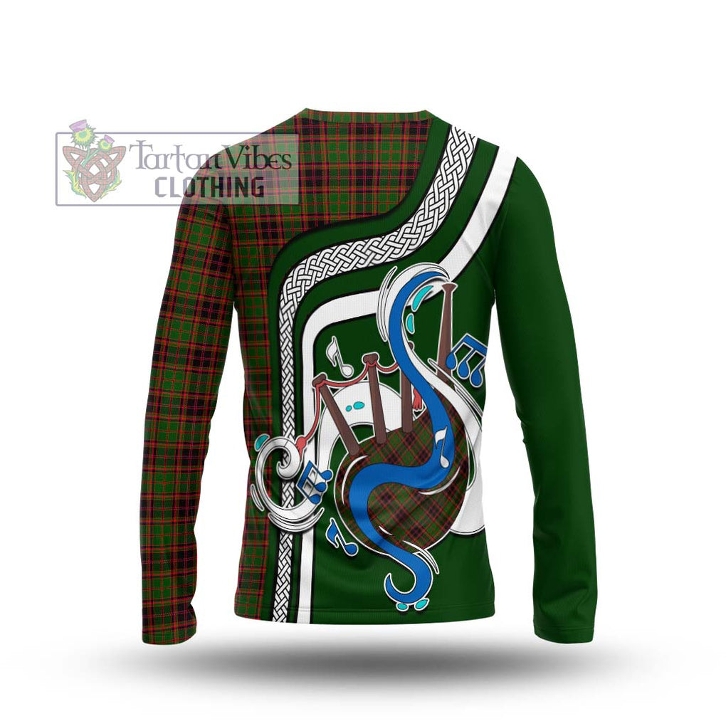 Tartan Vibes Clothing Buchan Modern Tartan Long Sleeve T-Shirt with Epic Bagpipe Style