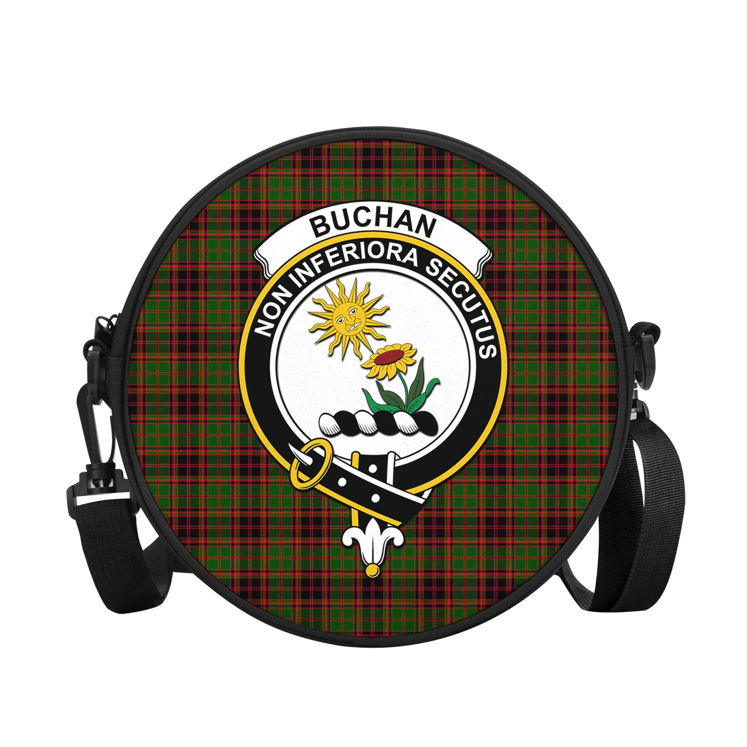 Buchan Modern Tartan Round Satchel Bags with Family Crest - Tartanvibesclothing