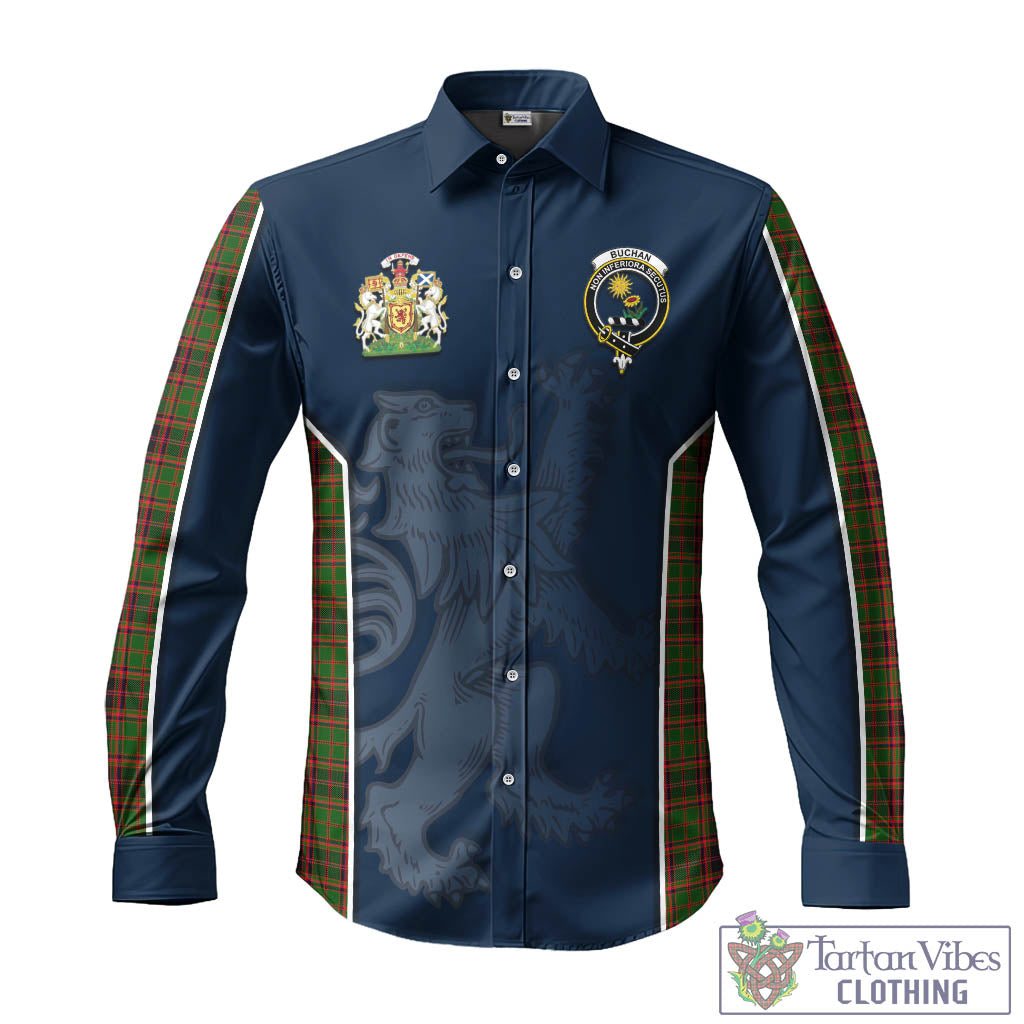 Tartan Vibes Clothing Buchan Modern Tartan Long Sleeve Button Up Shirt with Family Crest and Lion Rampant Vibes Sport Style