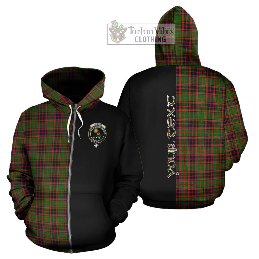 Buchan Tartan Hoodie with Family Crest and Half Of Me Style - Tartanvibesclothing Shop