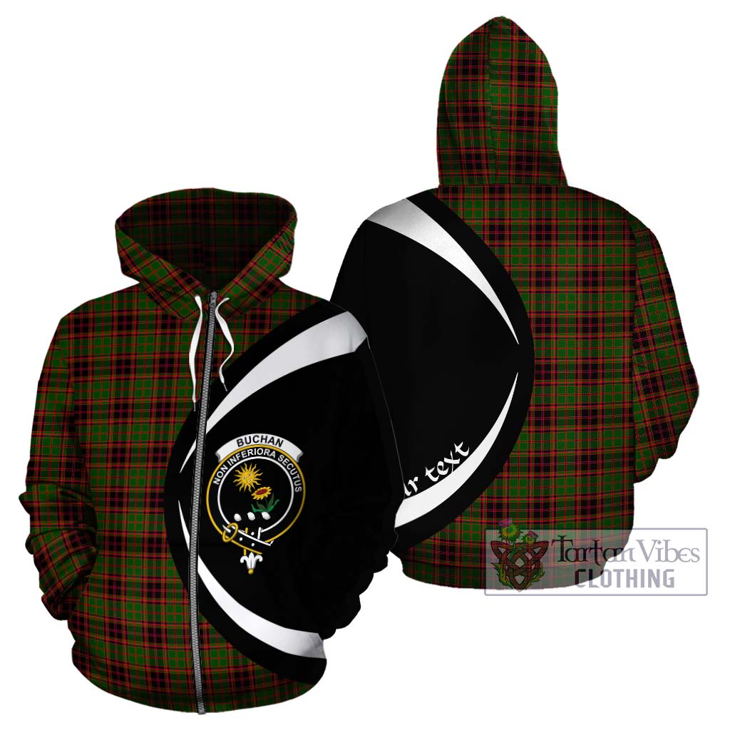 Tartan Vibes Clothing Buchan Modern Tartan Hoodie with Family Crest Circle Style