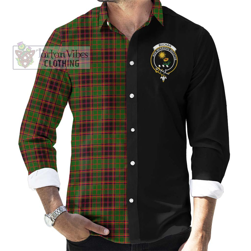 Buchan Tartan Long Sleeve Button Shirt with Family Crest and Half Of Me Style - Tartanvibesclothing Shop