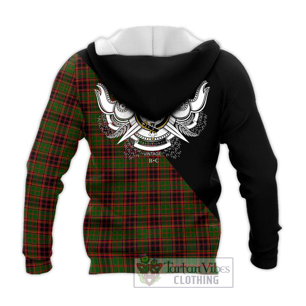 Buchan Tartan Knitted Hoodie with Family Crest and Military Logo Style - Tartanvibesclothing Shop