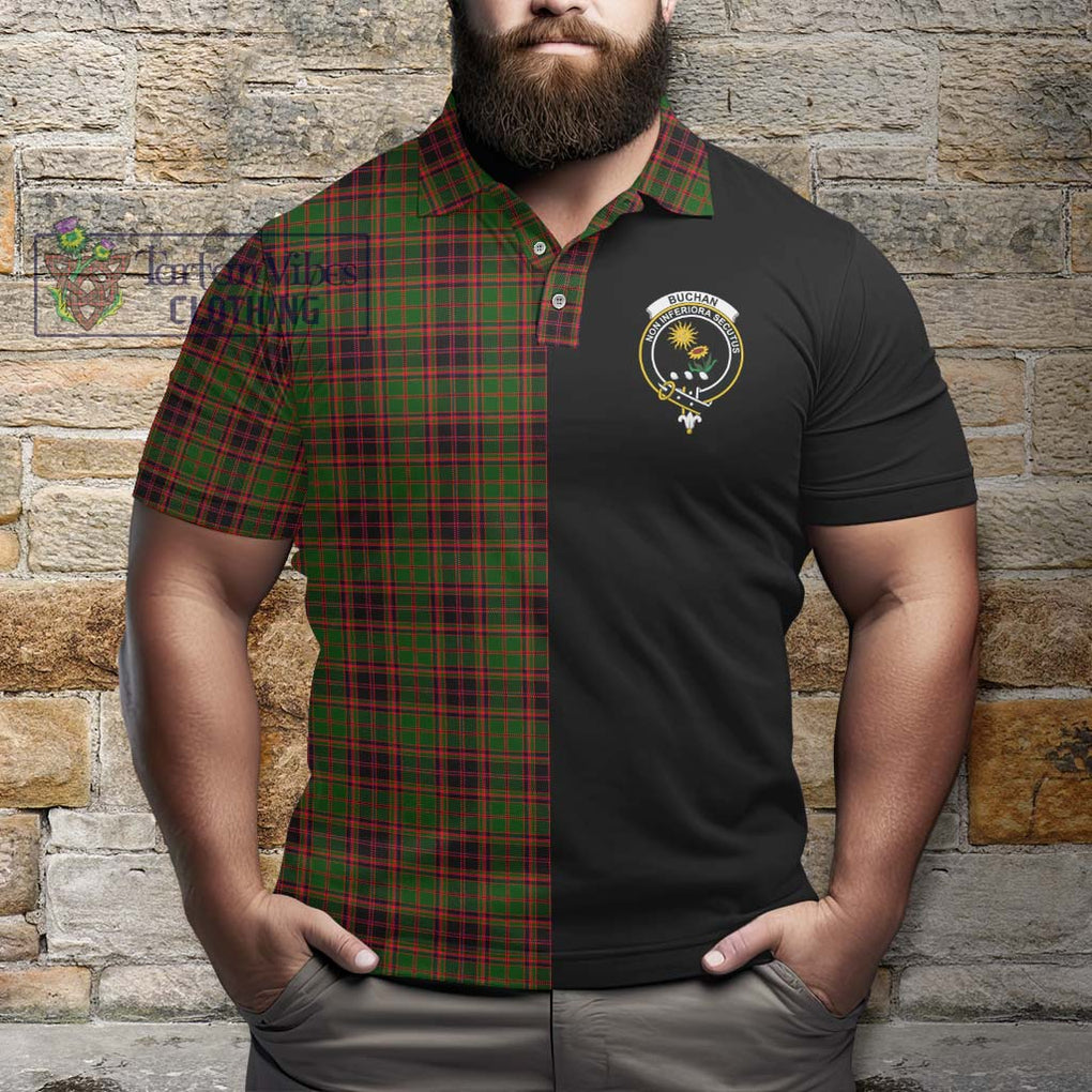 Buchan Tartan Polo Shirt with Family Crest and Half Of Me Style - Tartanvibesclothing Shop