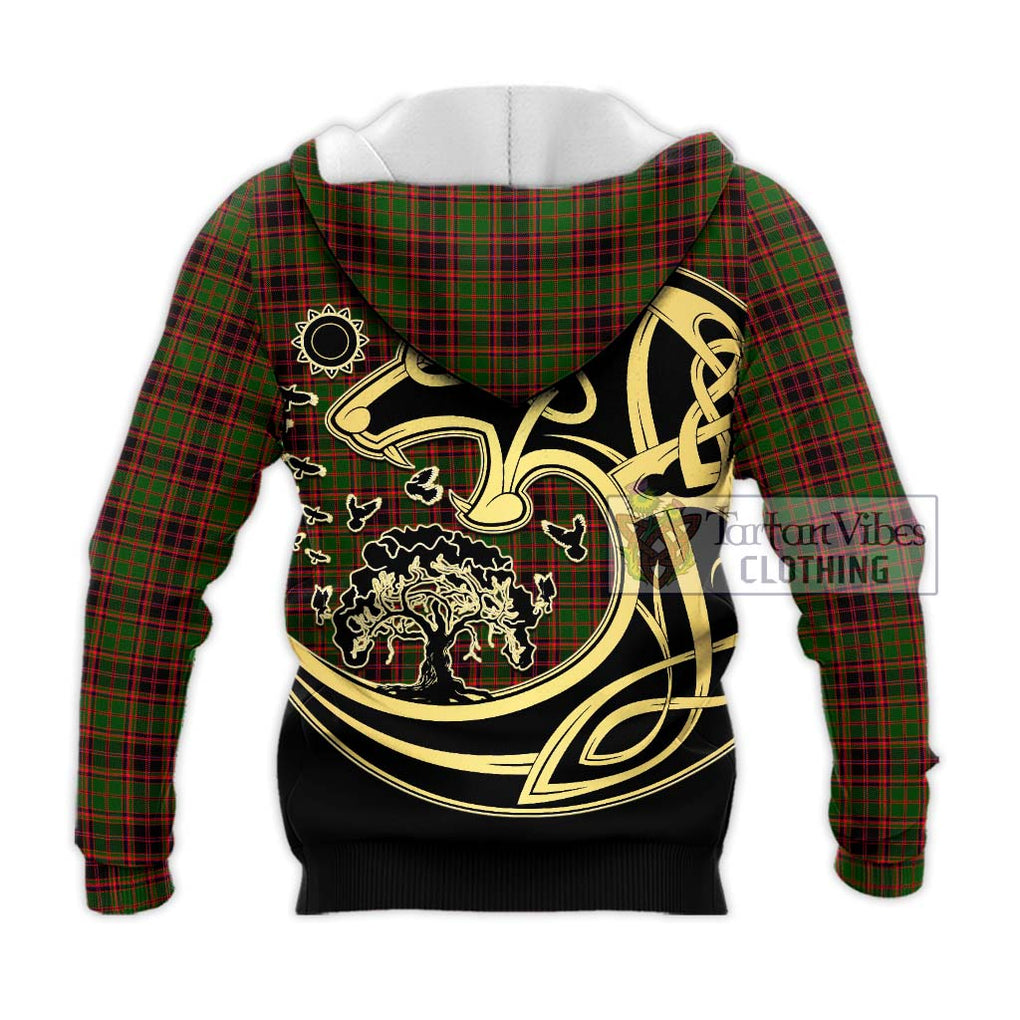 Buchan Tartan Knitted Hoodie with Family Crest Celtic Wolf Style - Tartan Vibes Clothing