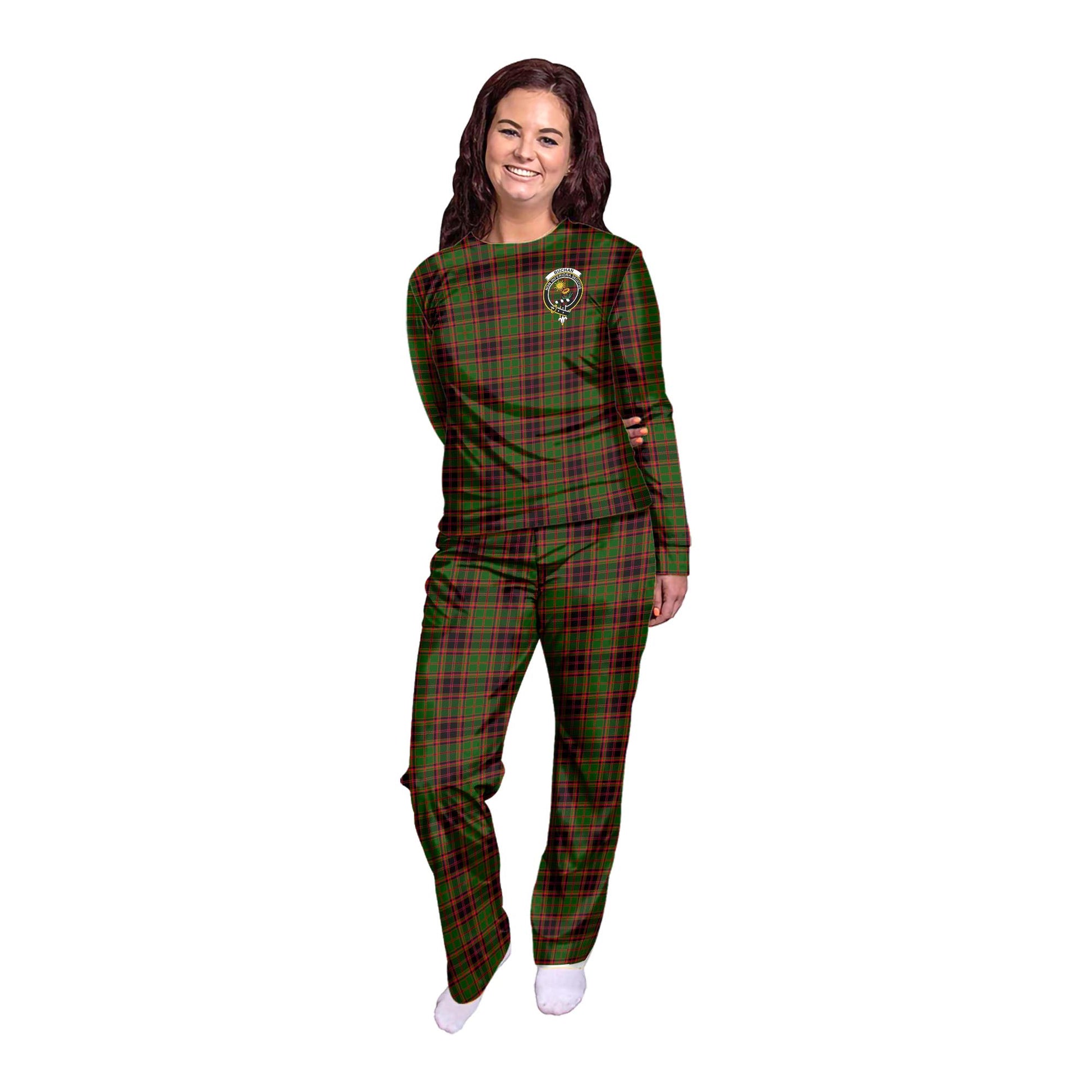 Buchan Tartan Pajamas Family Set with Family Crest - Tartan Vibes Clothing