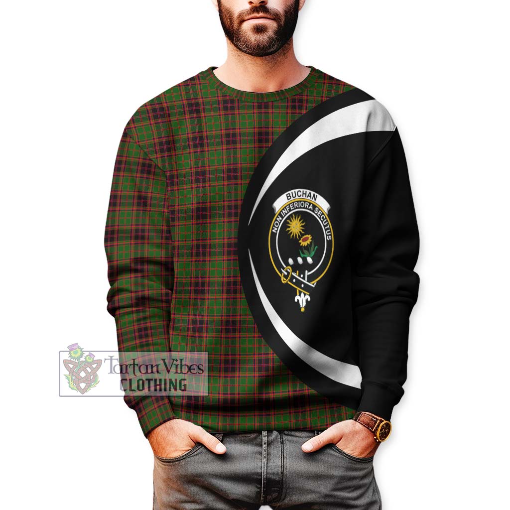 Buchan Tartan Sweatshirt with Family Crest Circle Style - Tartan Vibes Clothing