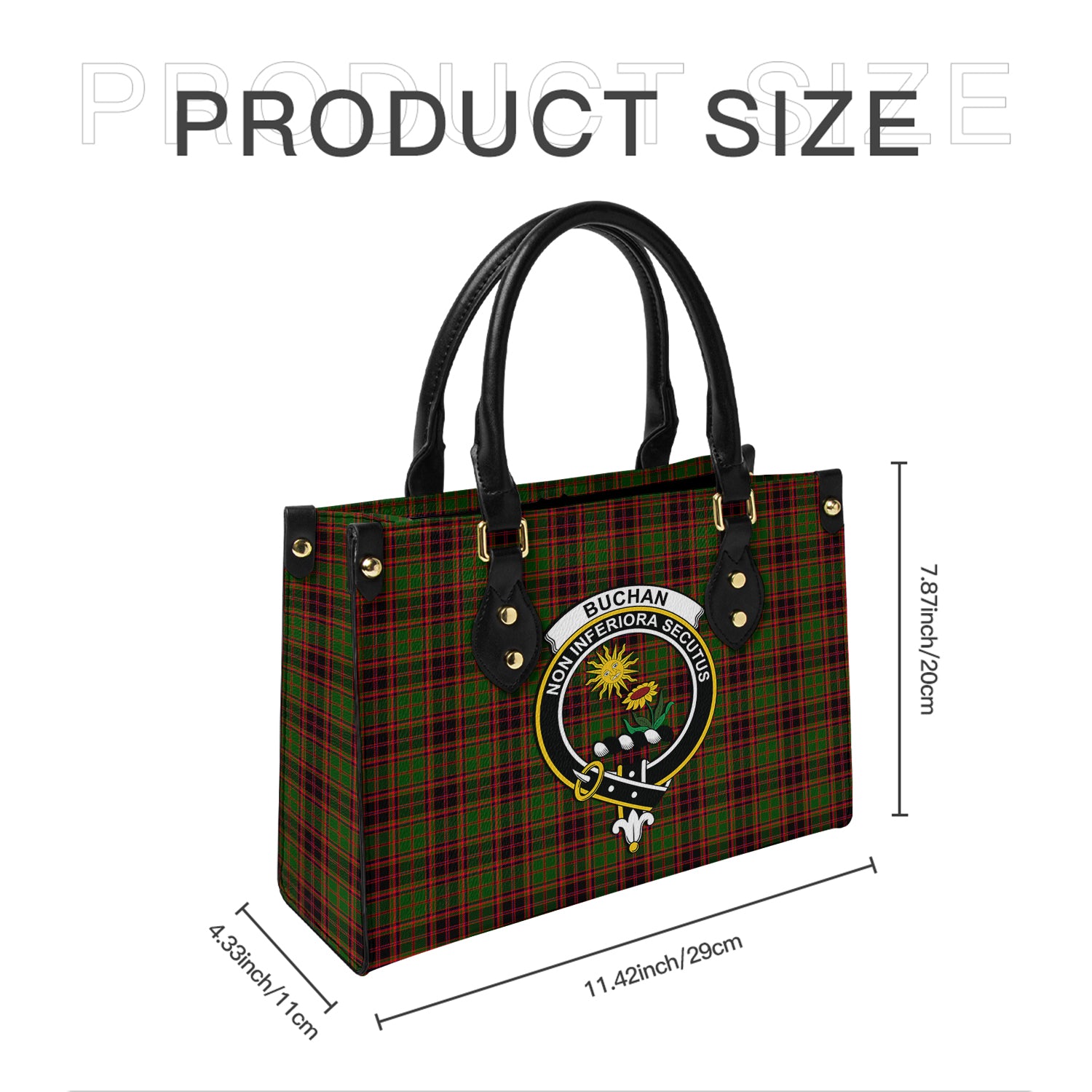 Buchan Modern Tartan Leather Bag with Family Crest - Tartanvibesclothing