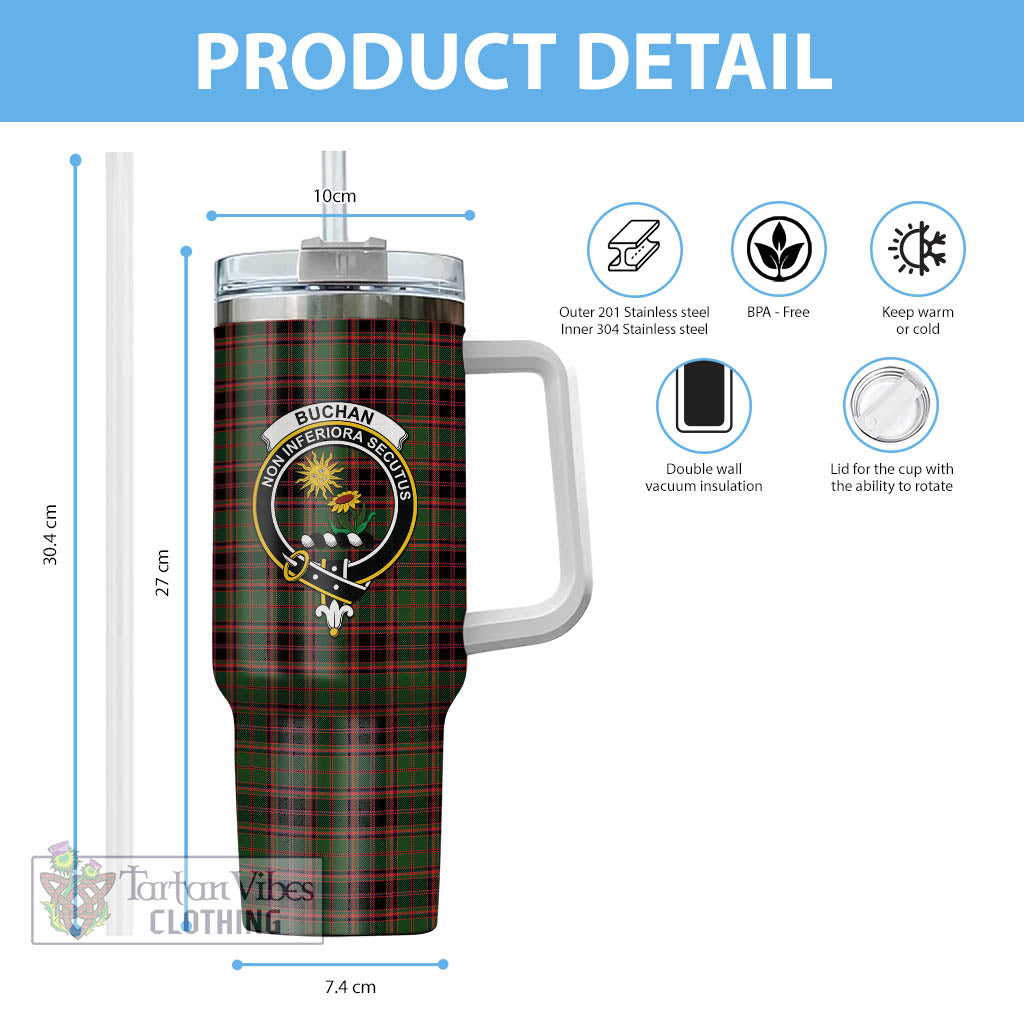 Tartan Vibes Clothing Buchan Modern Tartan and Family Crest Tumbler with Handle