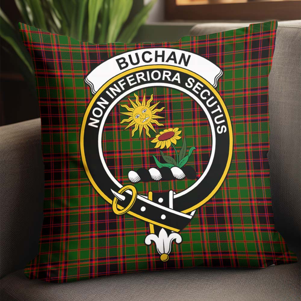 Buchan Modern Tartan Pillow Cover with Family Crest - Tartanvibesclothing