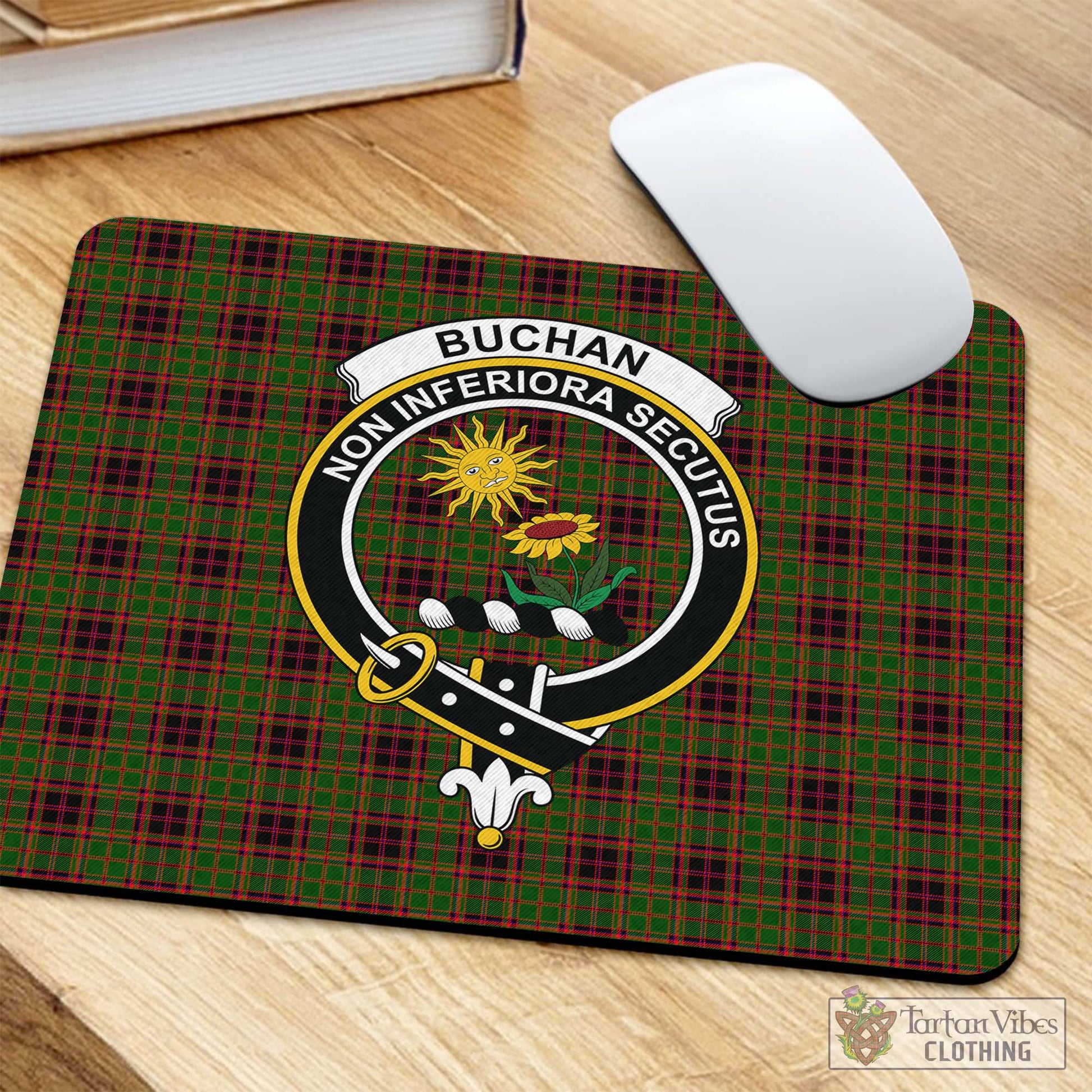 Tartan Vibes Clothing Buchan Modern Tartan Mouse Pad with Family Crest