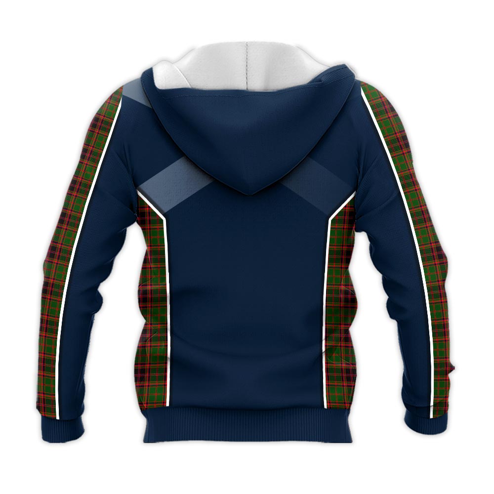 Tartan Vibes Clothing Buchan Modern Tartan Knitted Hoodie with Family Crest and Scottish Thistle Vibes Sport Style